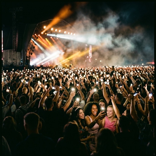 Foto polaroid de festival de música tirada por fã com ArenaSnap