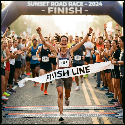 Foto polaroid da linha de chegada em corrida registrada com ArenaSnap